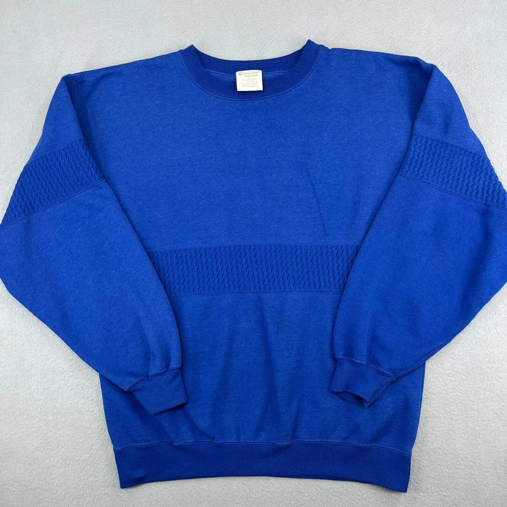 Vintage‎ Cheetah by Mervyns Blue Textured Crewneck Sweatshirt Mens Medium 90s